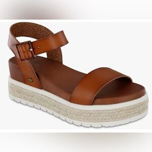 MIA Kiera Brown Platform Sandals Espadrille Raffia Sole Sandals